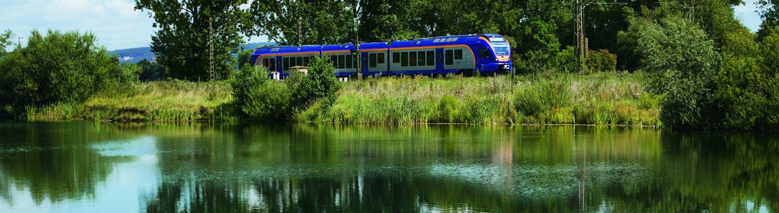 image of train running through countryside
