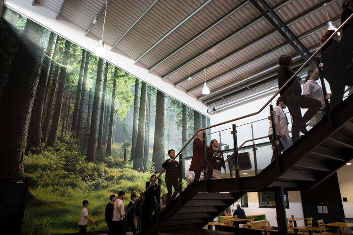 Staircase in epinay school, people walking up
